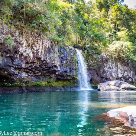 Water falls rock