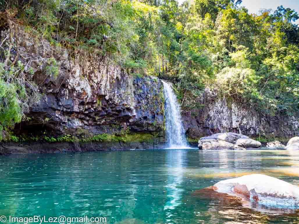 Water falls rock